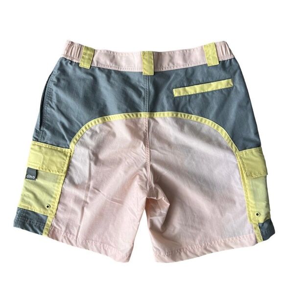 Old Harbor Outfitters OHO Cargo Swim Shorts Pink / Grey / Yellow Men's Large (L) - Picture 2 of 8